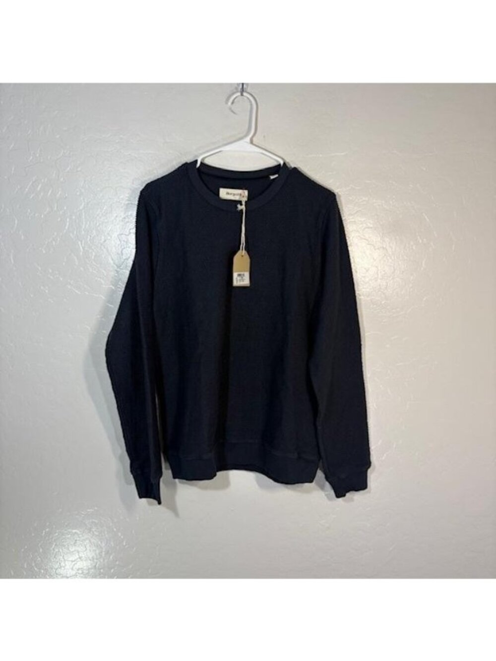 Borgo28 Sweater Mens Small Blue Waffle Knit Organic Cotton Pullover Crewneck